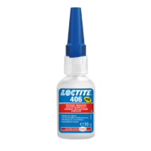 Loctite 406 20g-os kis viszkozitású gumi és műanyag pillanatragasztó.