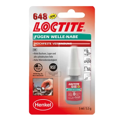 Loctite 648 nagy szilárdságú, hőálló, olajtűrő rögzítő 5ml- 2072 Ft